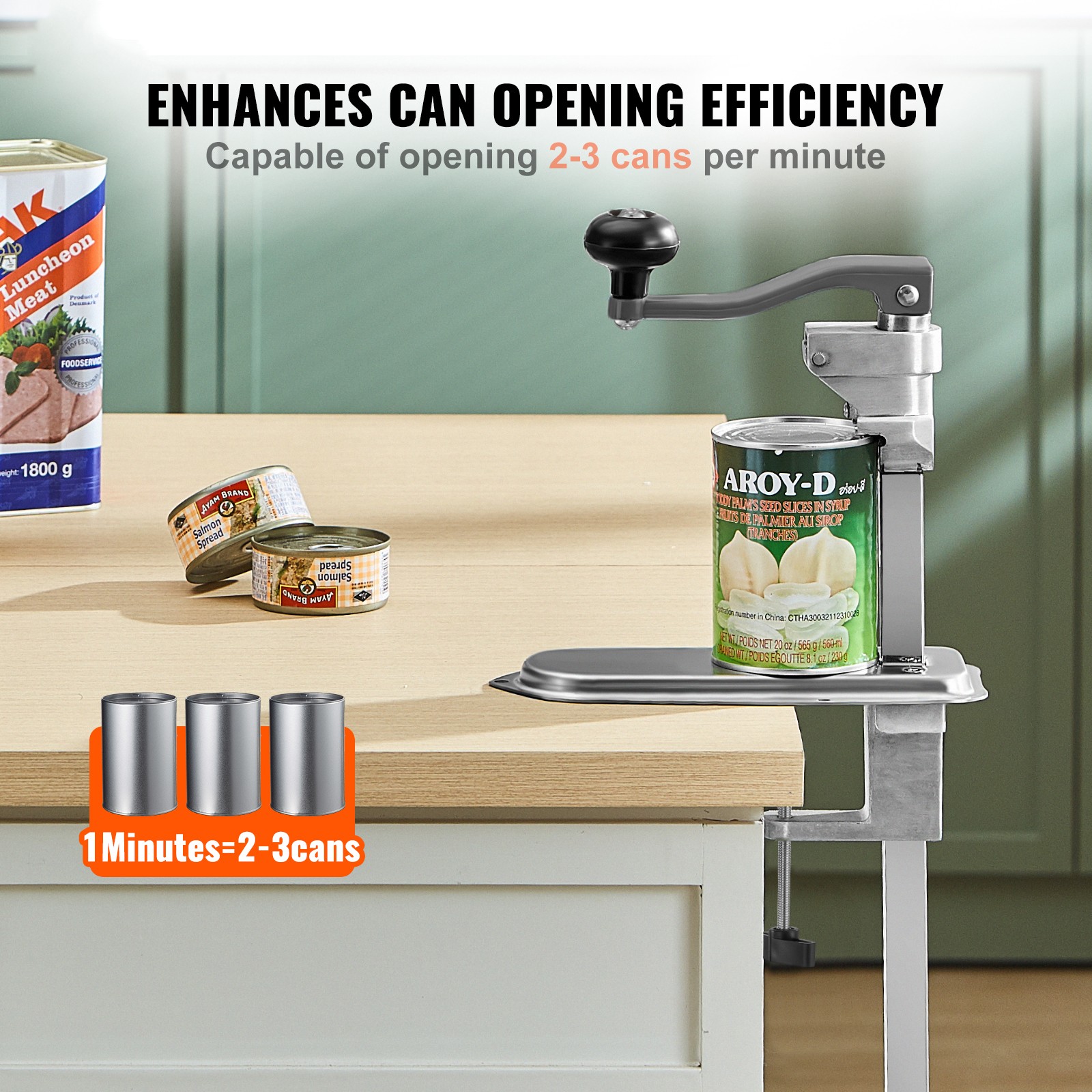 Uimoso Commercial Manual Can Opener with Table Clamp 11.8-inch Heavy Duty Design
