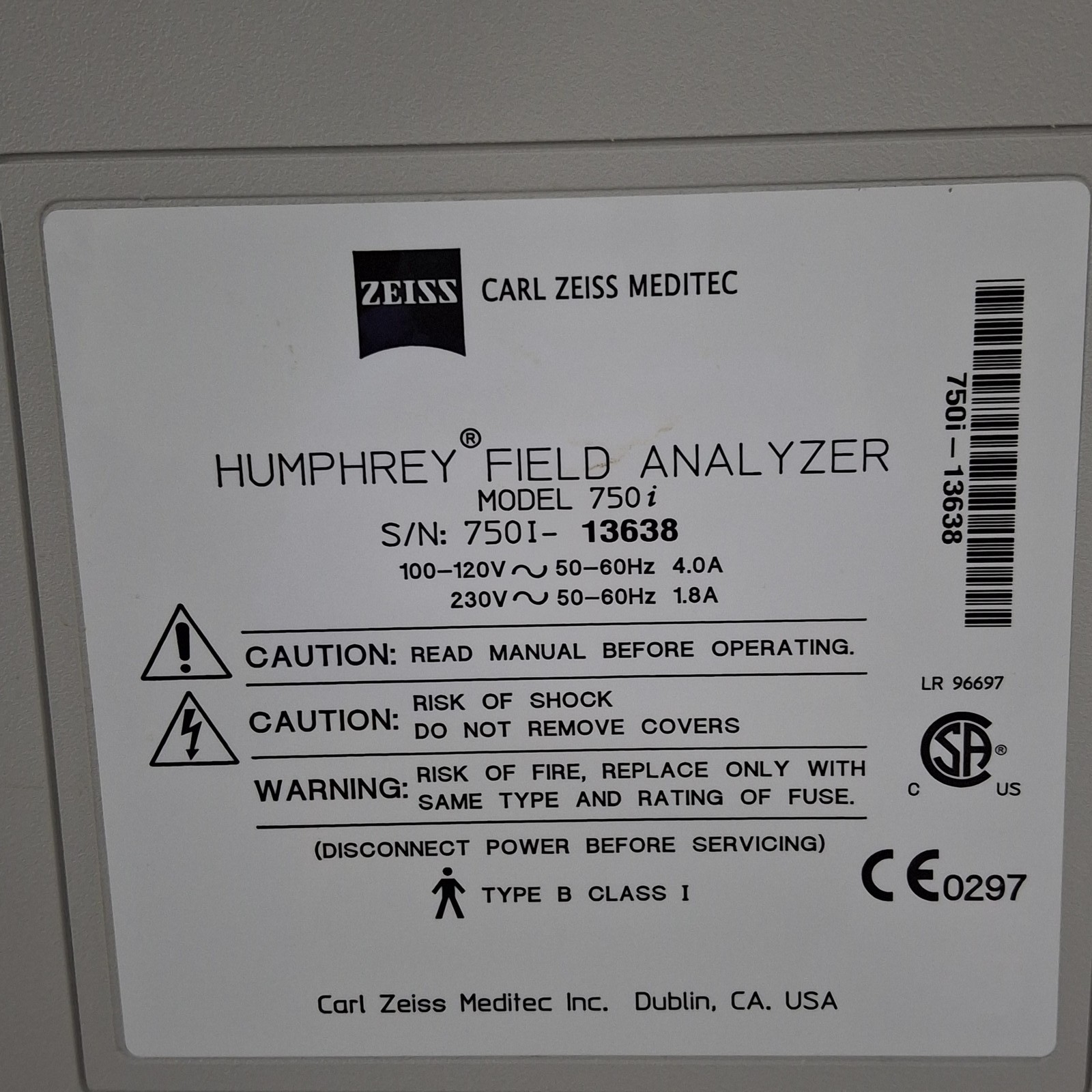 Carl Zeiss 750i Humphrey Field Analyzer
