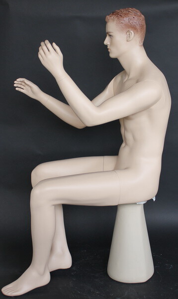 4 ft 7 in Male Seated Mannequin Sculptured hair face make up Skintone SFM8-FT
