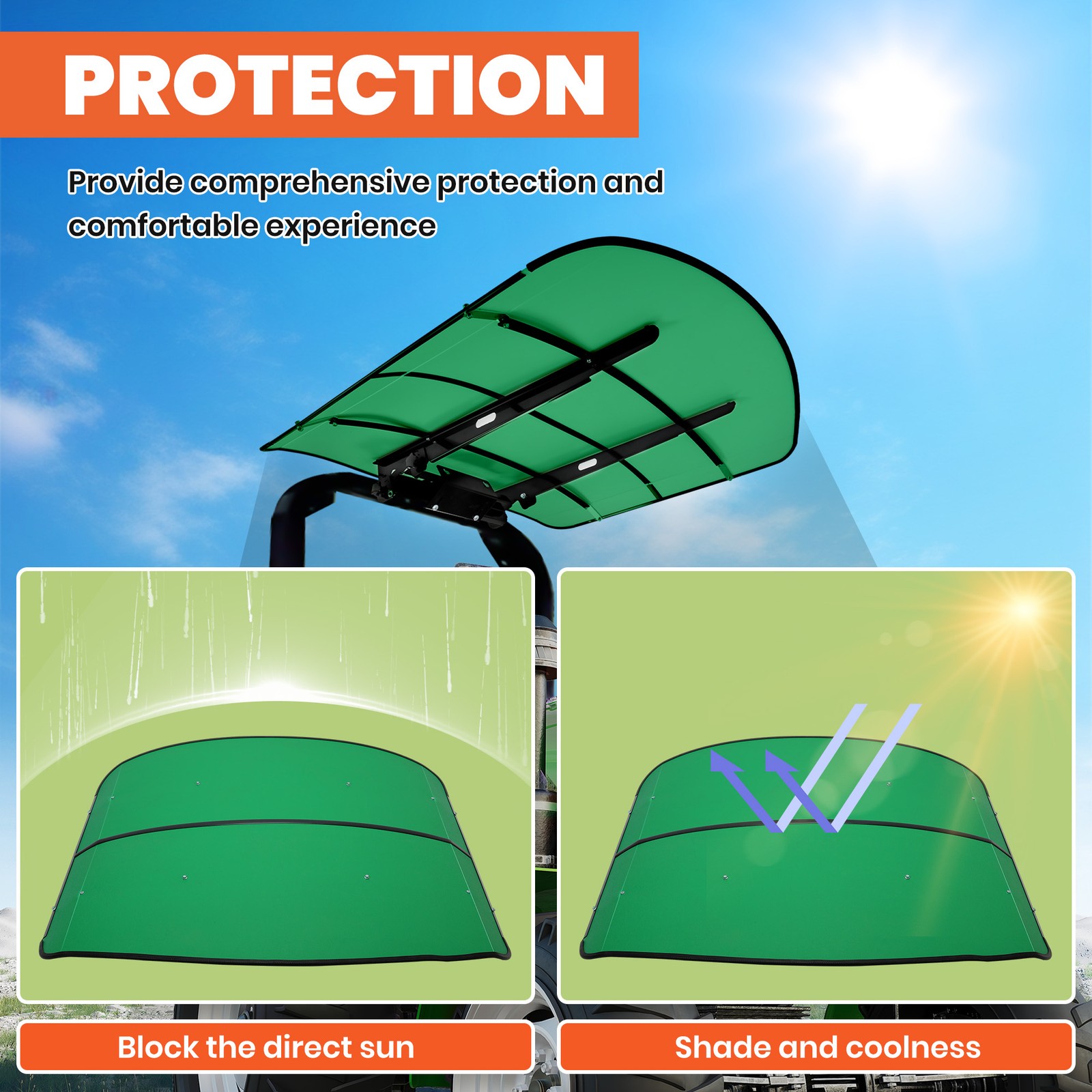 Tuff Top Tractor Canopy 52″ X 52″ For John Deere 2″ x 2″ or 2″ x 3″ ROPS Green