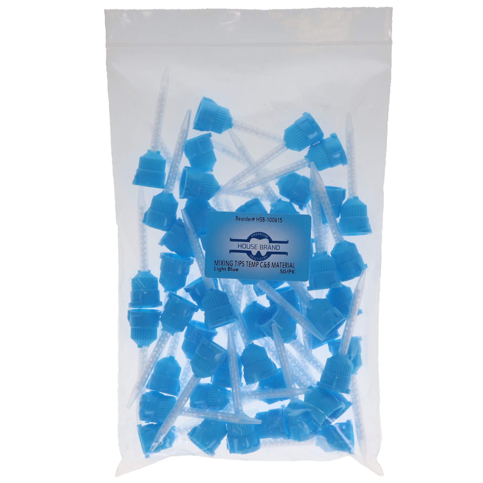House Brand Dentistry 100615 Crown & Bridge Material Mixing Tips Light Blue 50Pk