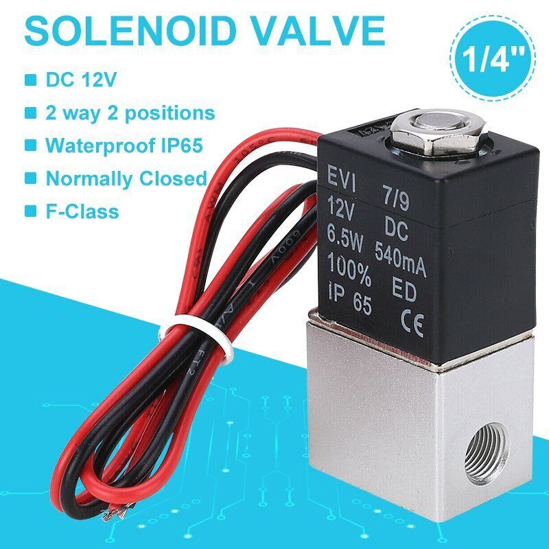 2PCS 1/4″ Fast Response Electric Air Water Solenoid Valve 12V DC Normally Closed