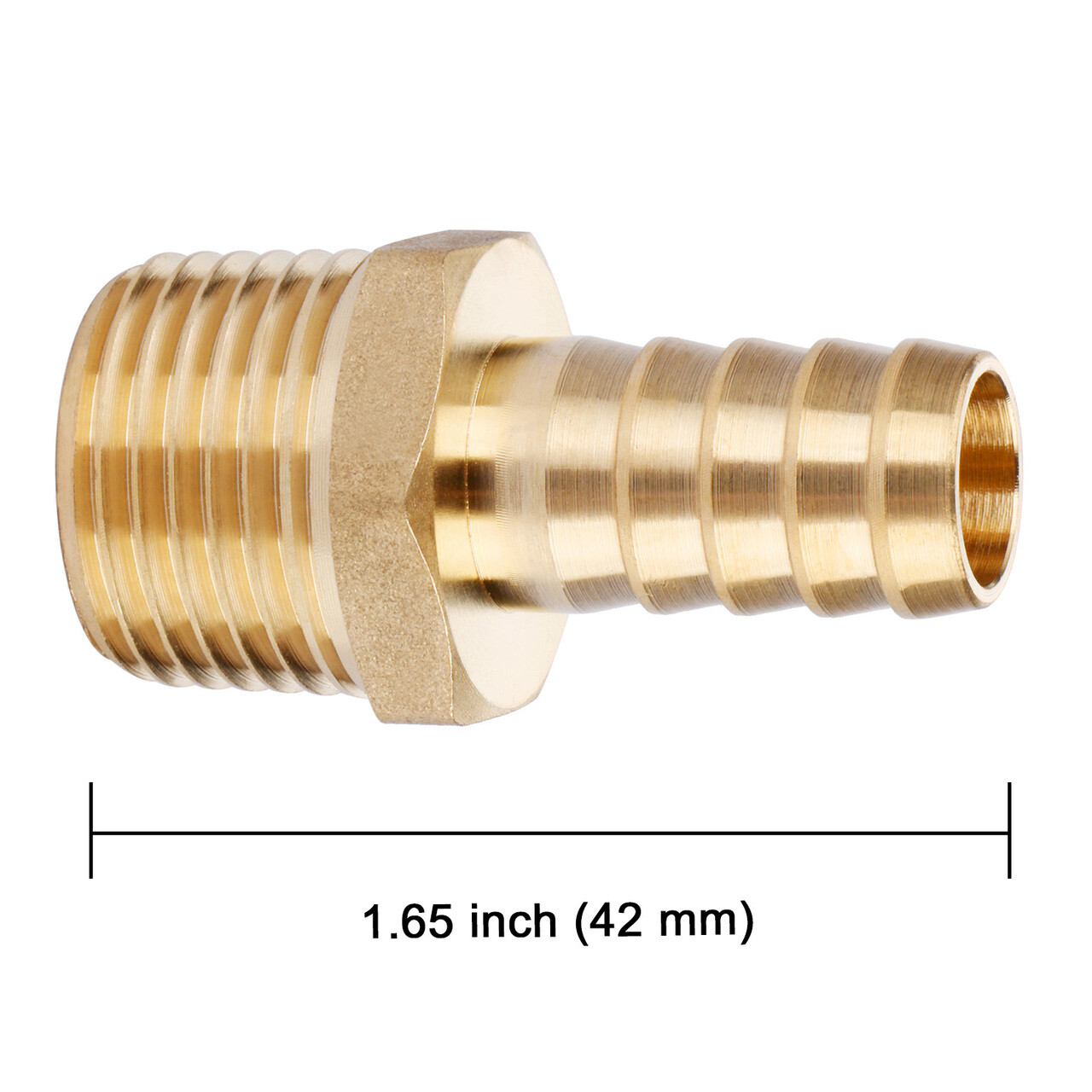 U.S. Solid 1/2″ Hose Barb Brass Fitting NPT 1/2″ Male, 1pc