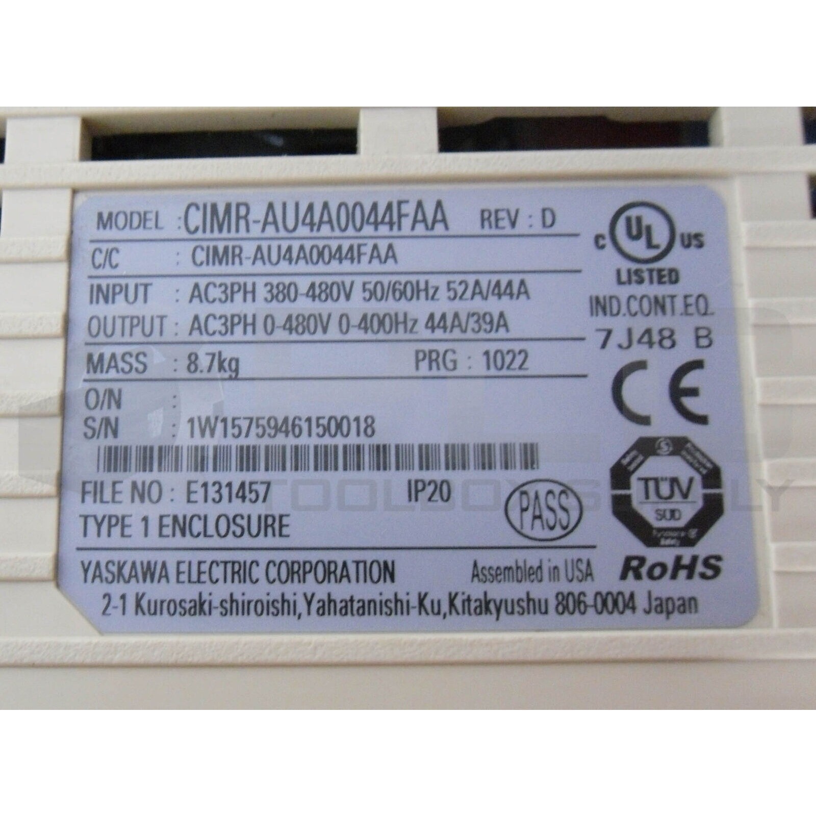 YASKAWA CIMR-AU4A0044FAA NEW IN BOX CIMRAU4A0044FAA AC DRIVE 400V