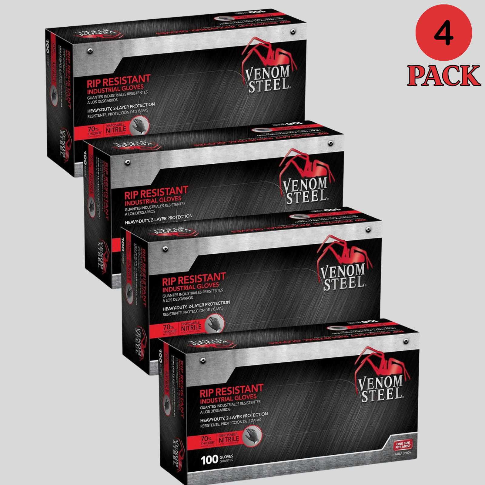 Venom Steel Industrial Nitrile Gloves One Size Fits Most, 100 Count