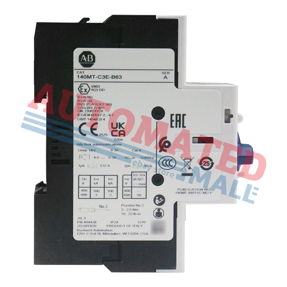 Allen Bradley 140MT-C3E-B63 C Frame, 4 – 6.3A,Motor Protection Circuit Breaker