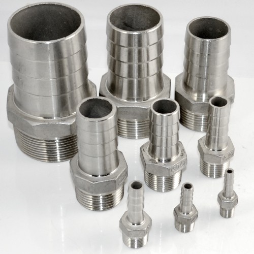 Threaded Pipe Fitting to Barb Hose Tail End Connector Stainless Steel NPT SS 304