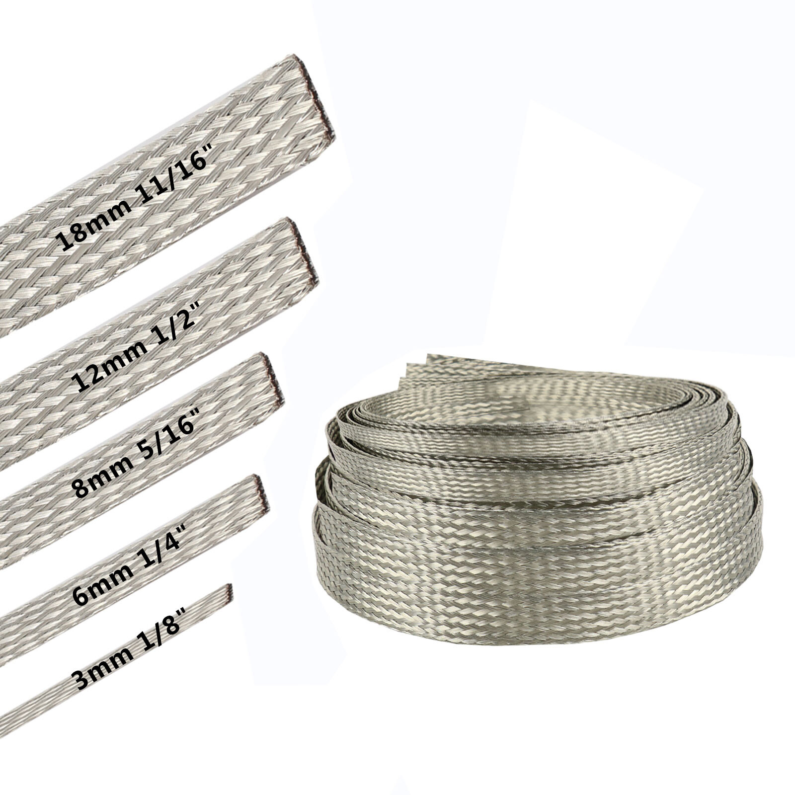 EMI RFI ESD Shielding Wire Sheathing Cable Sleeve Metal Mesh 12’&30′ Length Lot