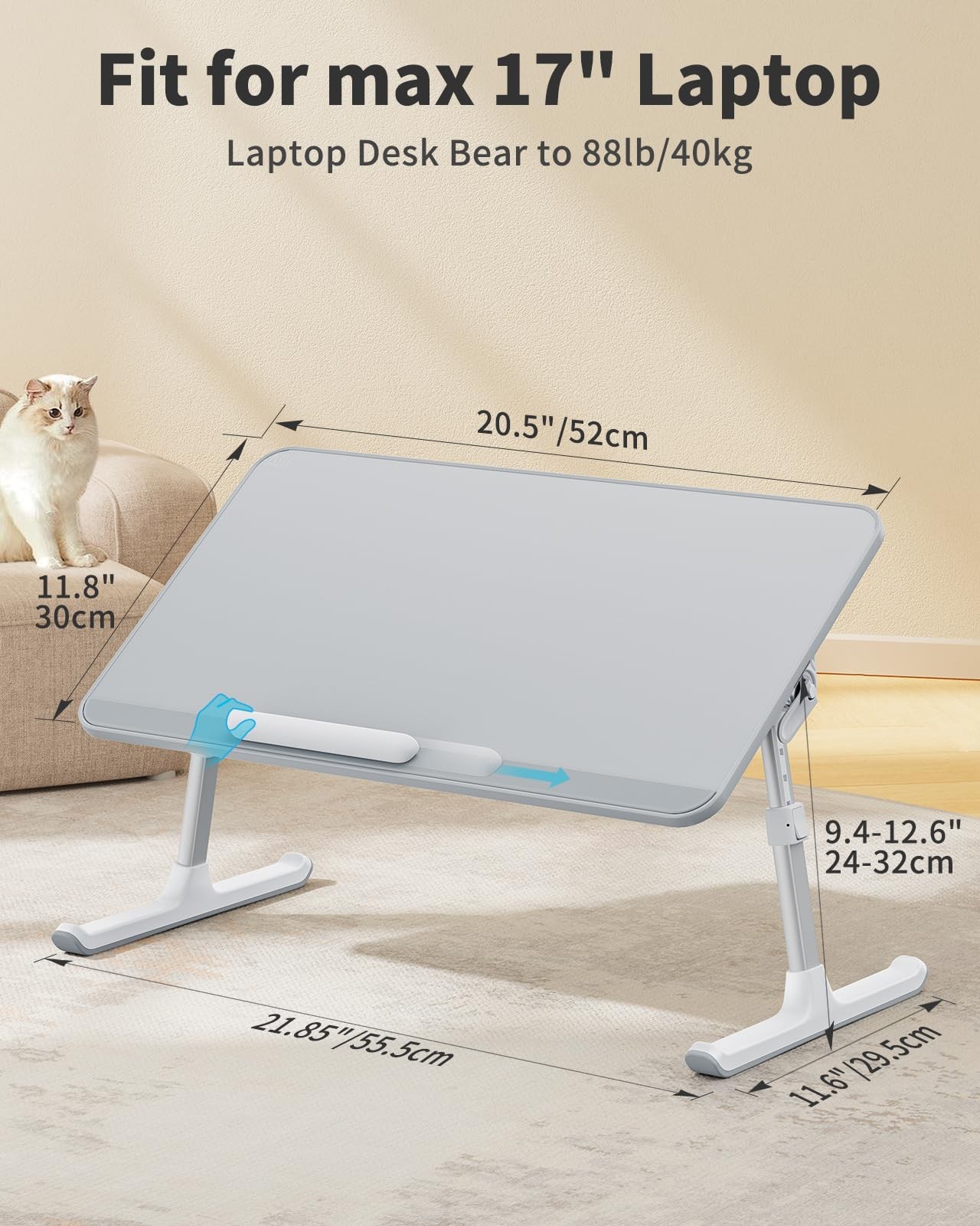 Saiji Leather Lap Desk Laptop Bed Tray Table Adjustable Laptop Stand For Bed