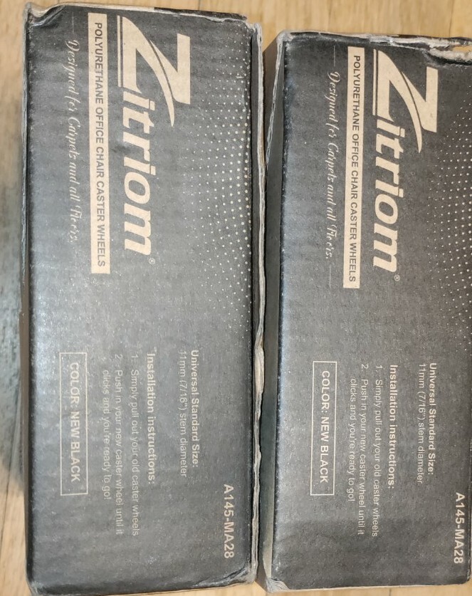 5 Pack of ZITRIOM OFFICE CHAIR CASTER WHEELS 11mm (7/16″) BLACK
