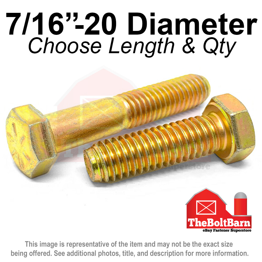 7/16″-20 Grade 8 Hex Cap Screws FINE Thread SAE Hex Bolts (Pick Length & Qty)