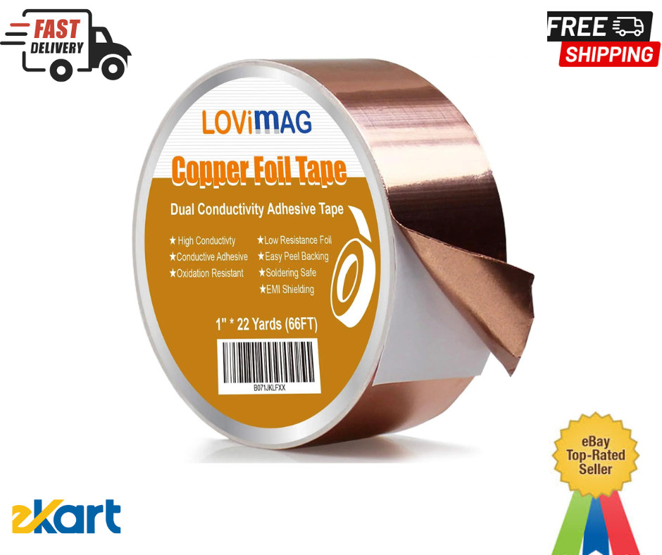 Copper Foil Tape (1″X66ft) with Conductive Adhesive for Guitar & EMI Shielding..