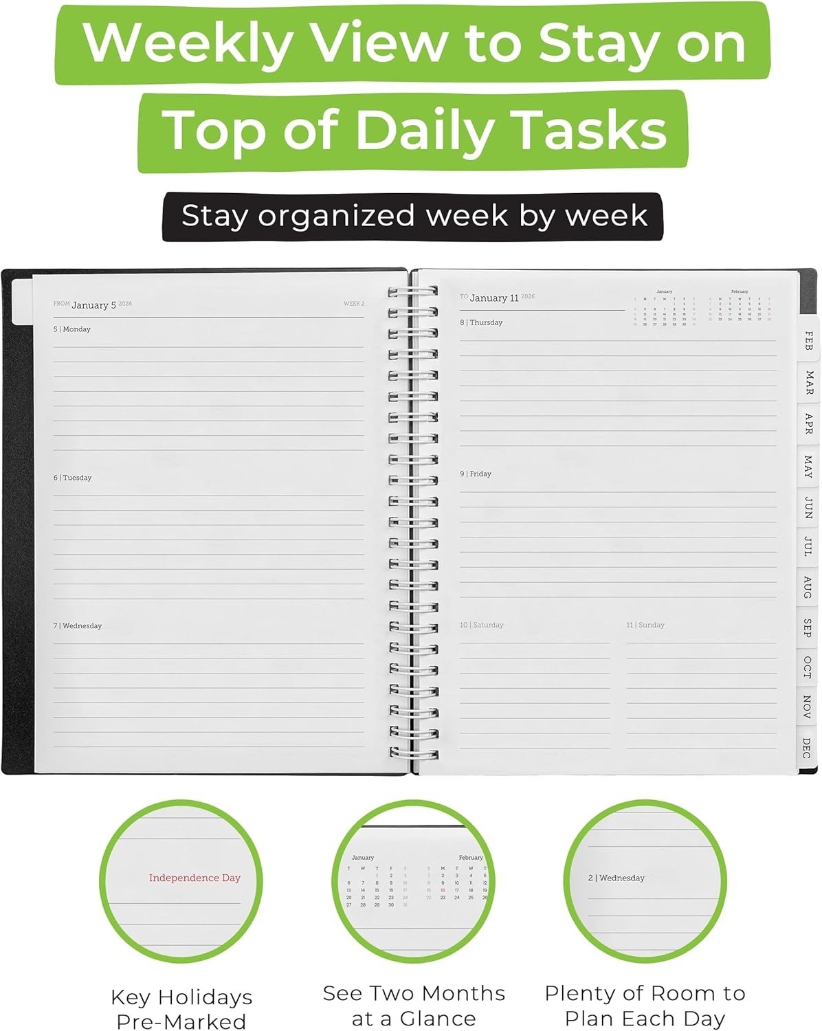 2026 Planner, Agenda Planner With Weekly And Monthly View, Daily Agenda Book …