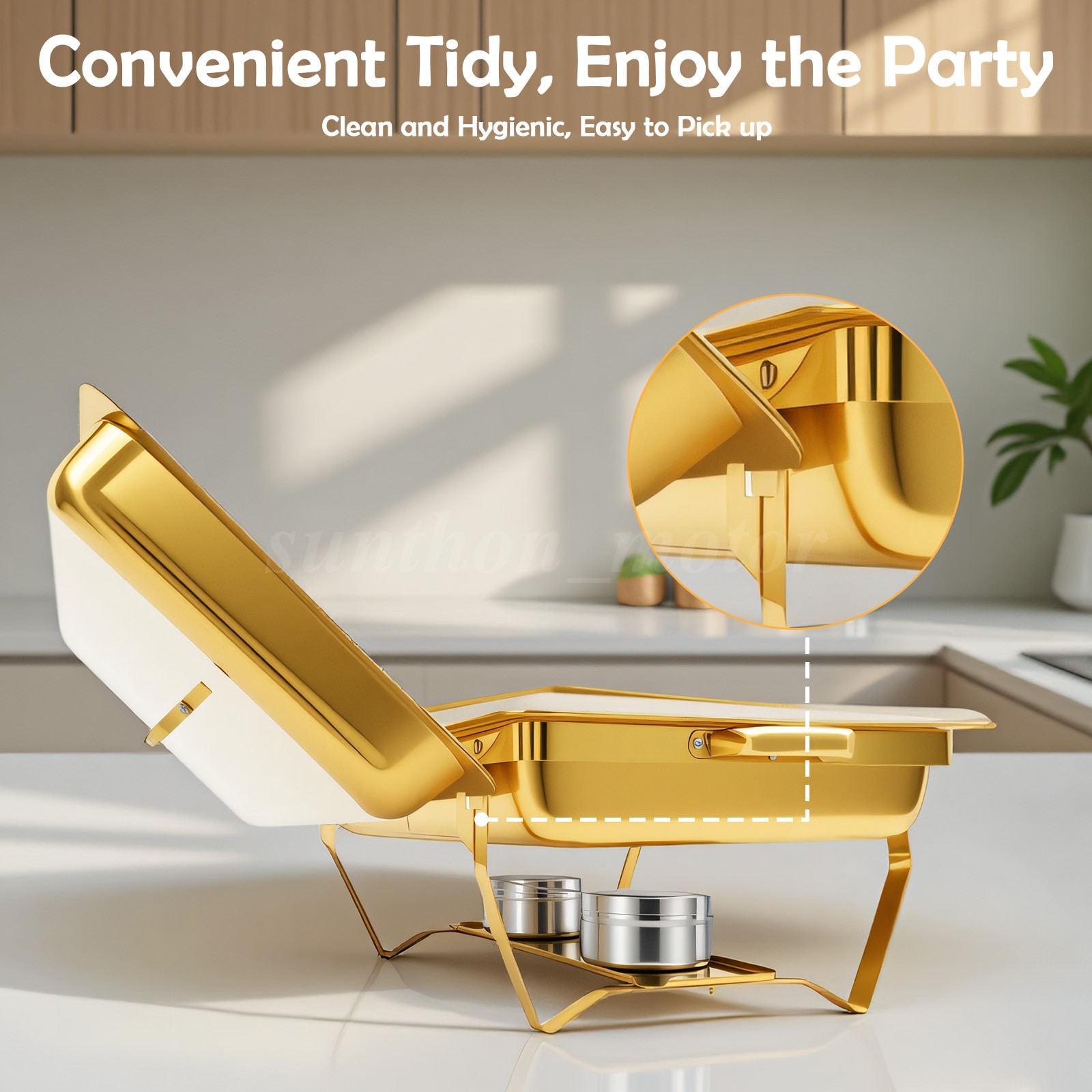2/4/6X 9Qt Chafing Dish Buffet Set GOLD Stainless Steel Chafer for Catering full