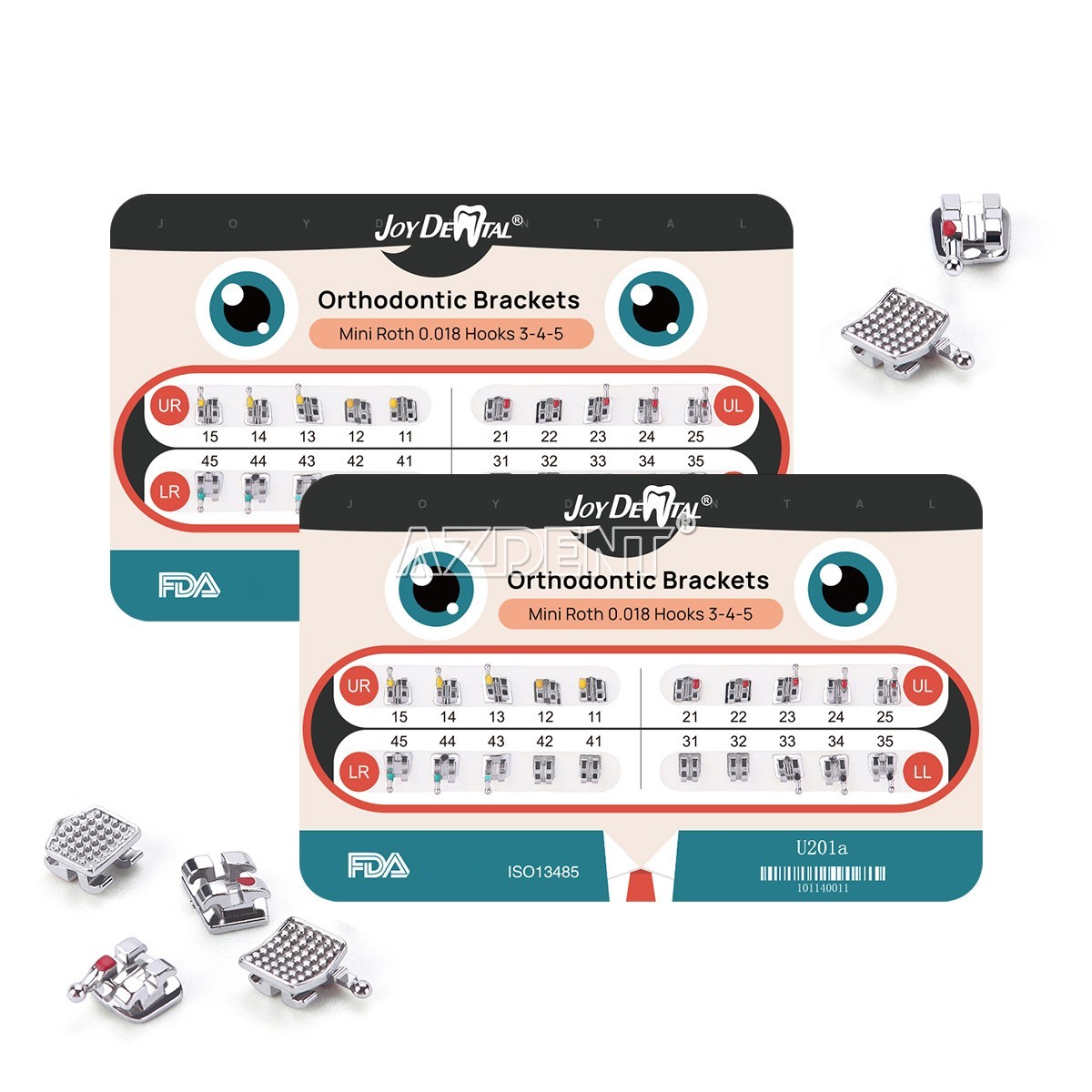 AZDENT Dental Orthodontic Metal Brackets Braces /Wire Preformed Ligature Ties