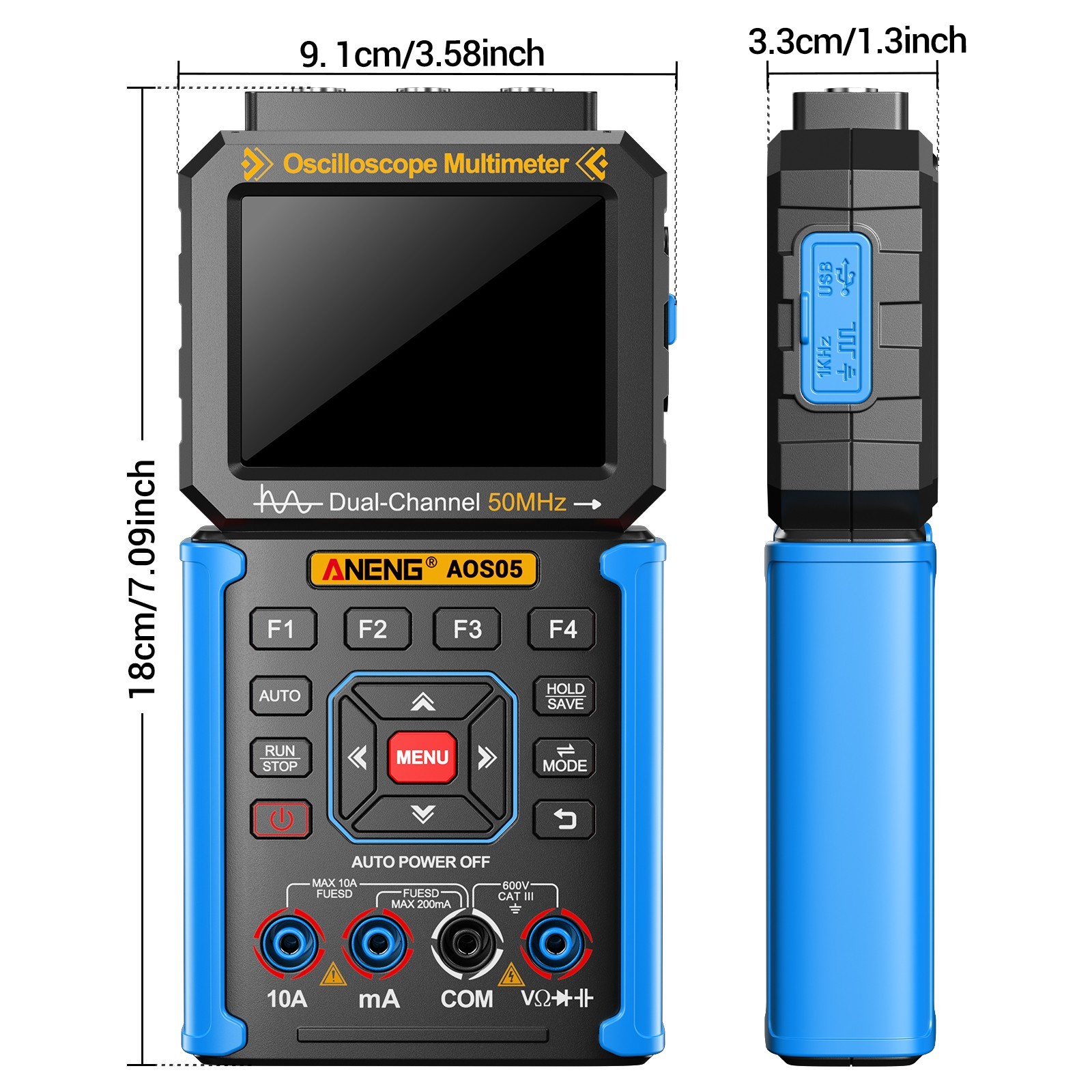 3 IN 1 Digital Handheld Oscilloscope Multimeter Signal Generator 50MHz 200MSa/s