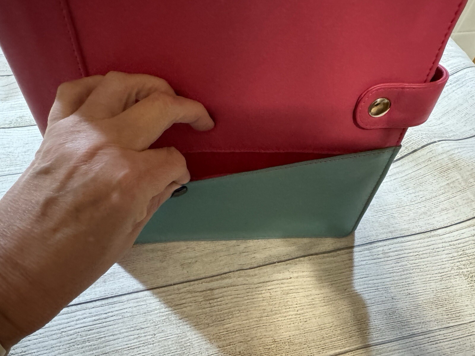 Cocoa Paper 8.5″ x 11″ Faux Leather Planner Cover Folio Bloom Daily Pink Teal T9