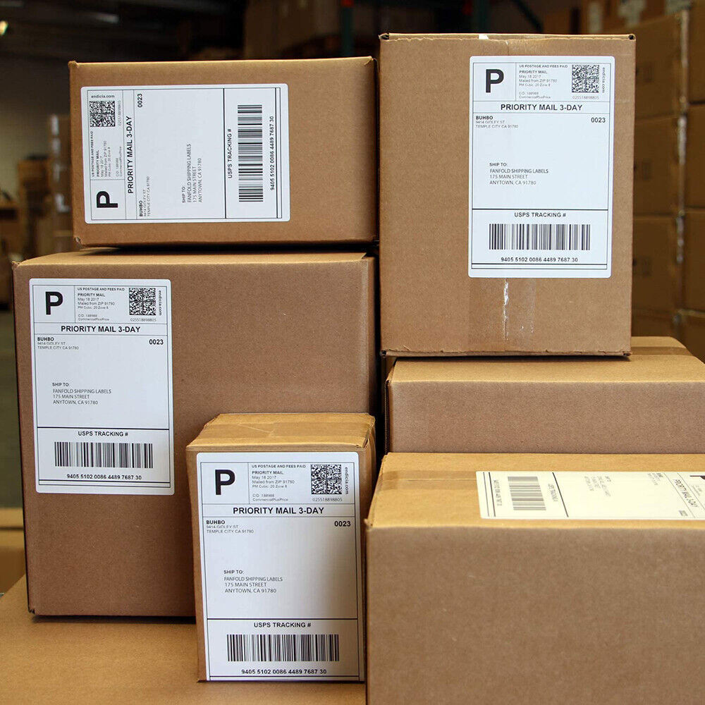100-5000 4″x6″ Fanfold Direct Thermal Shipping Labels for Zebra & Rollo Printer