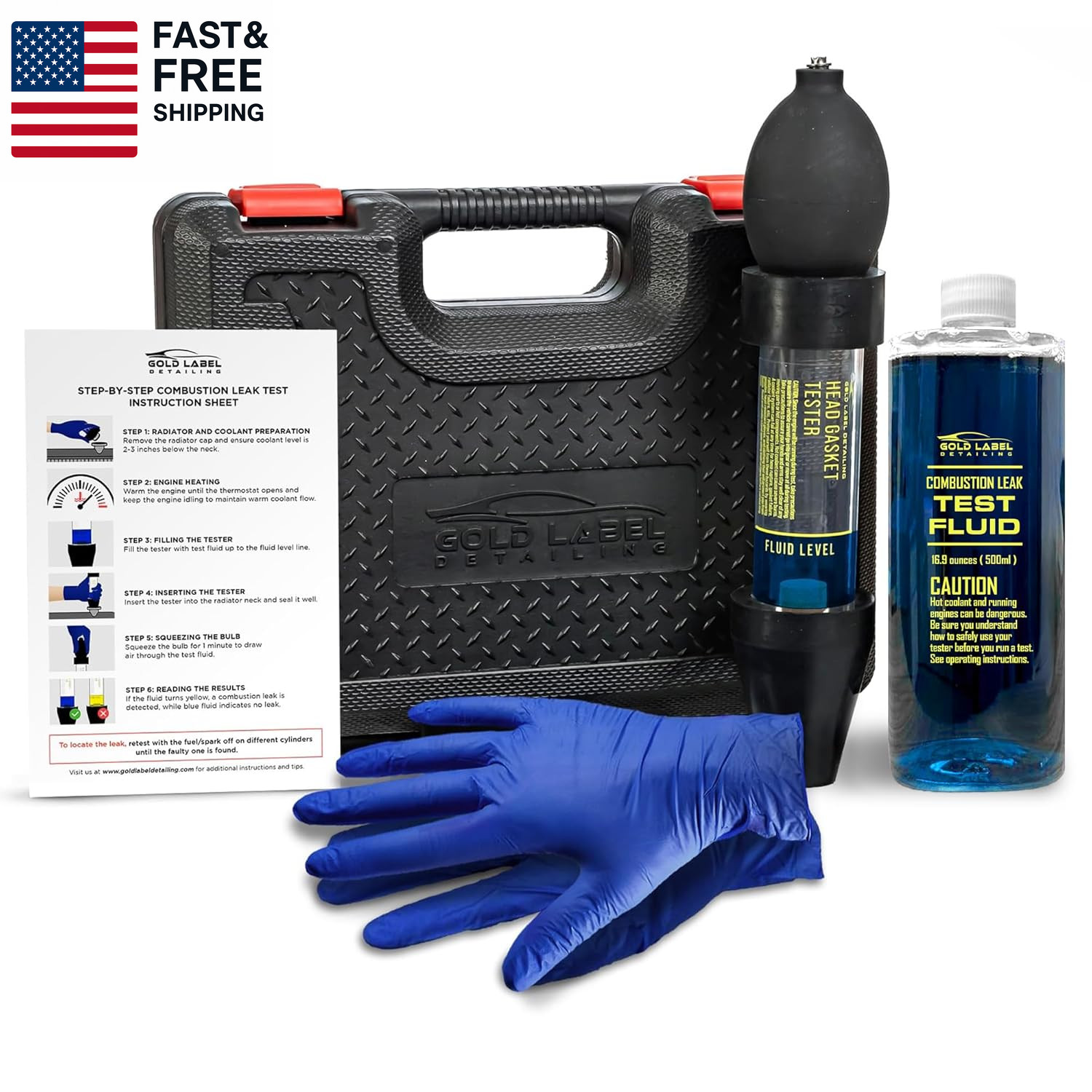 Combustion Leak Detector Kit – 100+ Tests Automotive Engine Block and Head Gask