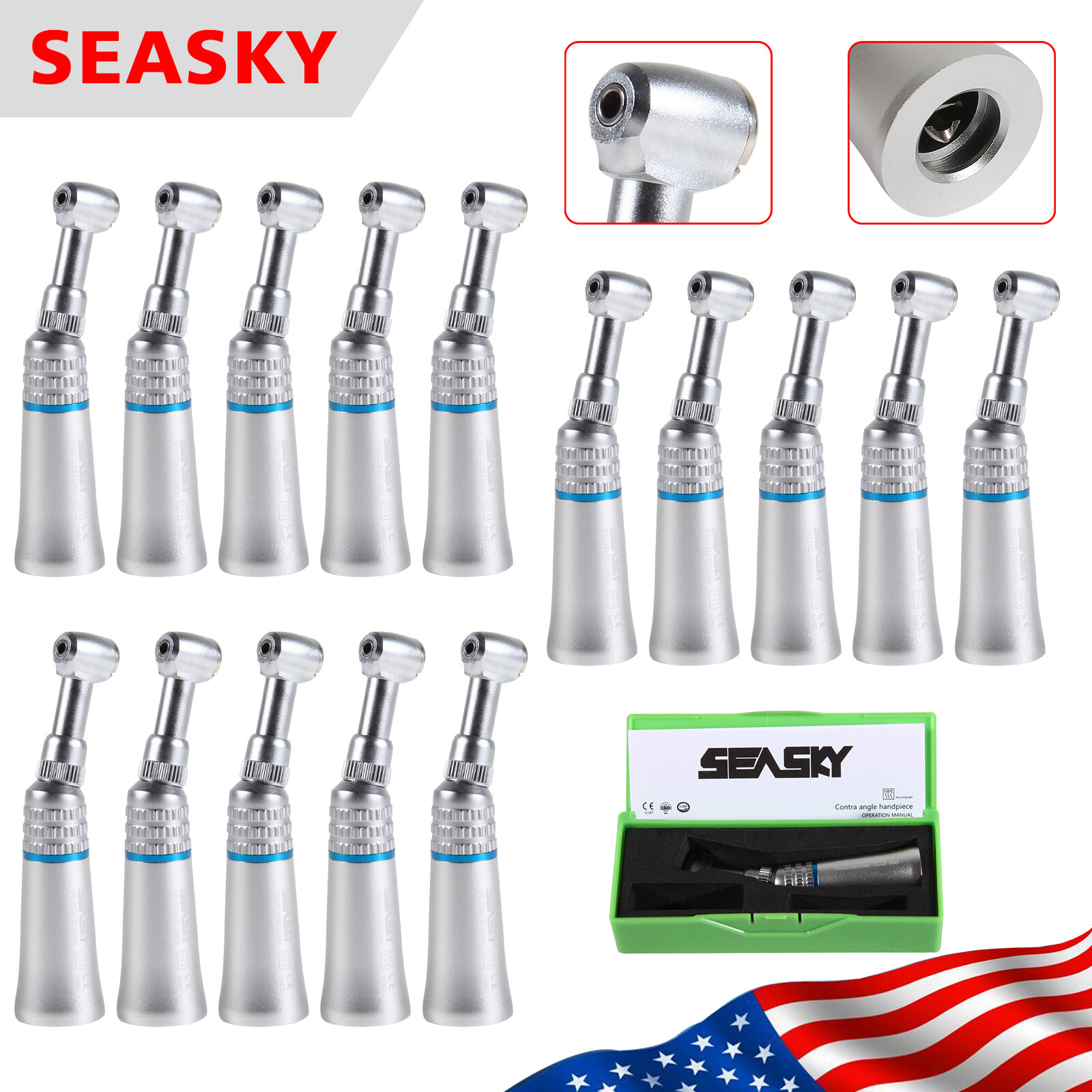 1-20 SEASKY Dental Low Speed Contra angle Push Handpiece External Spray Hxa