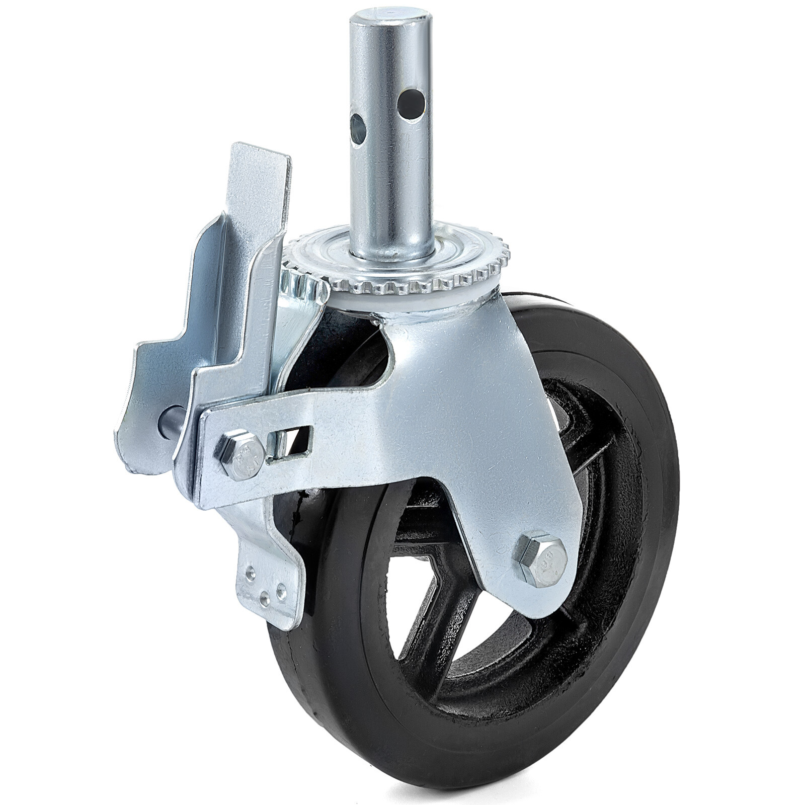 4PCS Scaffolding Caster 8″ x 2″ Black Wheels w/ Locking Brakes 1-3/8″ 4400LBS