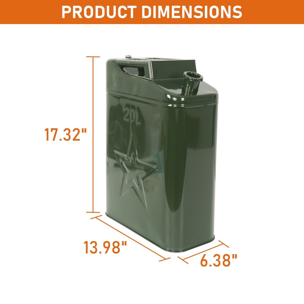 2Pcs Olive Green Jerry Can 5.3 Gallon 20L Steel Outdoor Army Emergency Prepper
