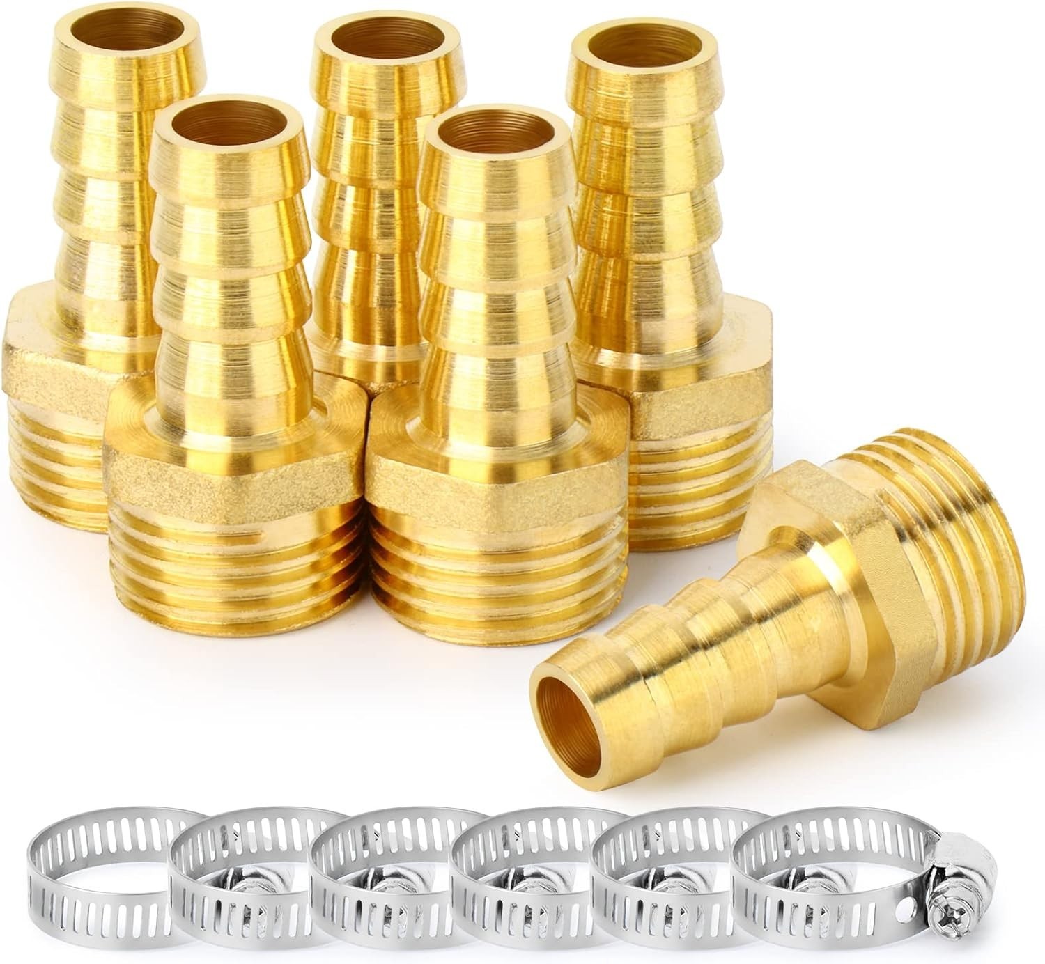 Brass Air Hose Fittings, Hose Barb Fittings 1/2″ Barb x 1/2″ NPT Male Thread …