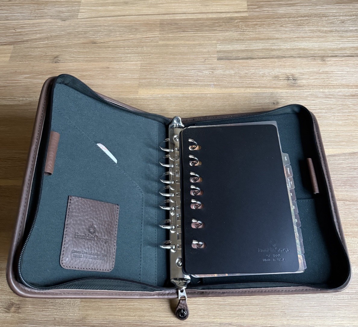 FRANKLIN COVEY Binder Green Line 10” x 8” NEW 90s GREEN With BROWN Leather Trim