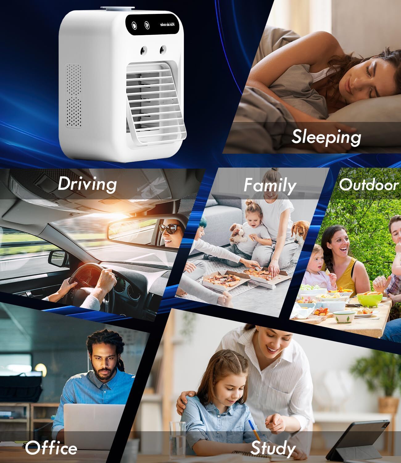 3-In-1 Air Cooling Fan Air Conditioner Cooler Evaporative Water Humidifier