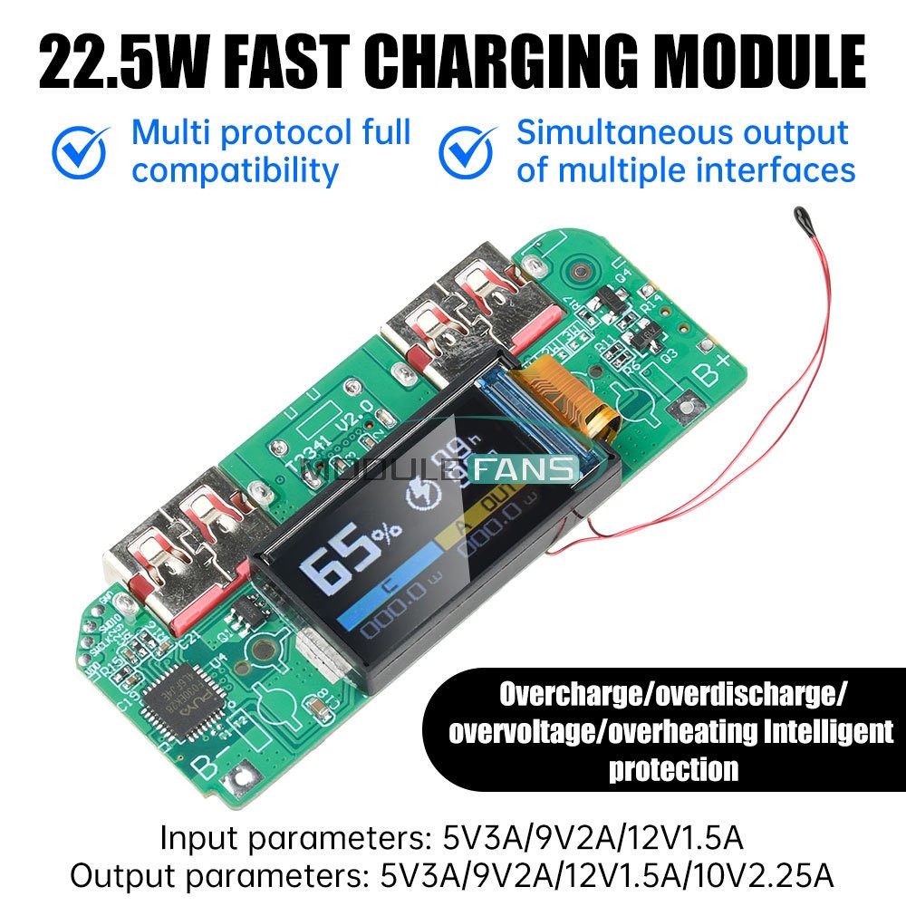 22.5W Power Bank Motherboard Module Fast Charging Mobile Power Circuit Board