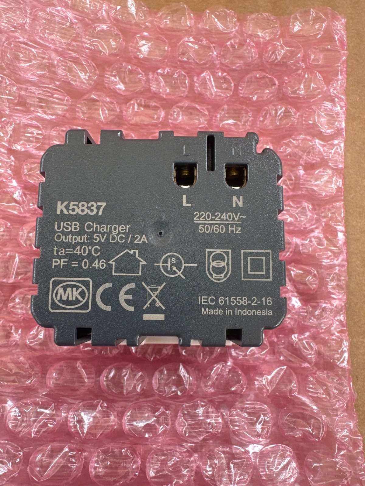 LOT 2 PCs MK K5837WHI Module USB Charging Module white