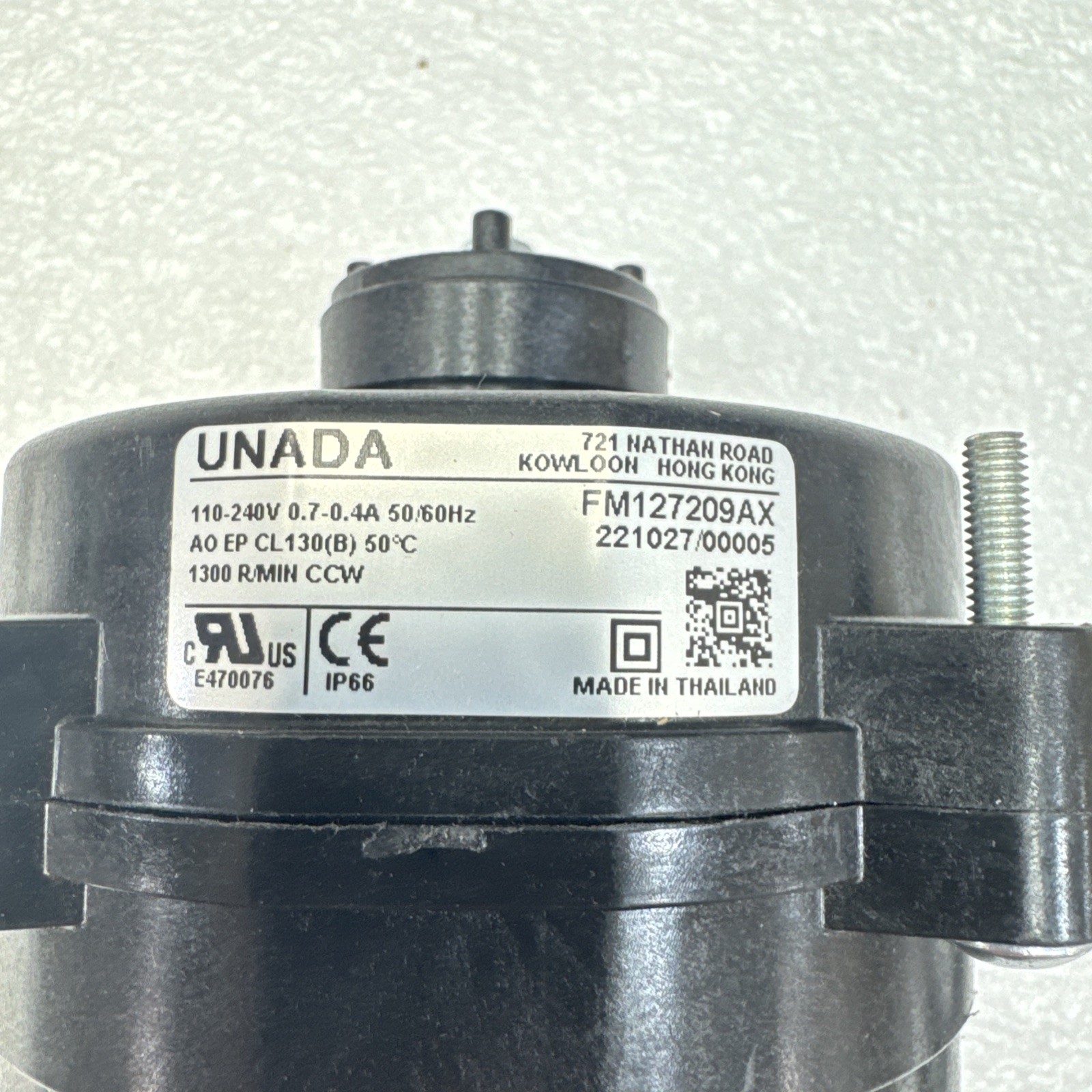 FM127209AX UNADA Motor 221027 Replace Part 110-240V, 0.7-0.4A, 50/60 1300RPM CCW