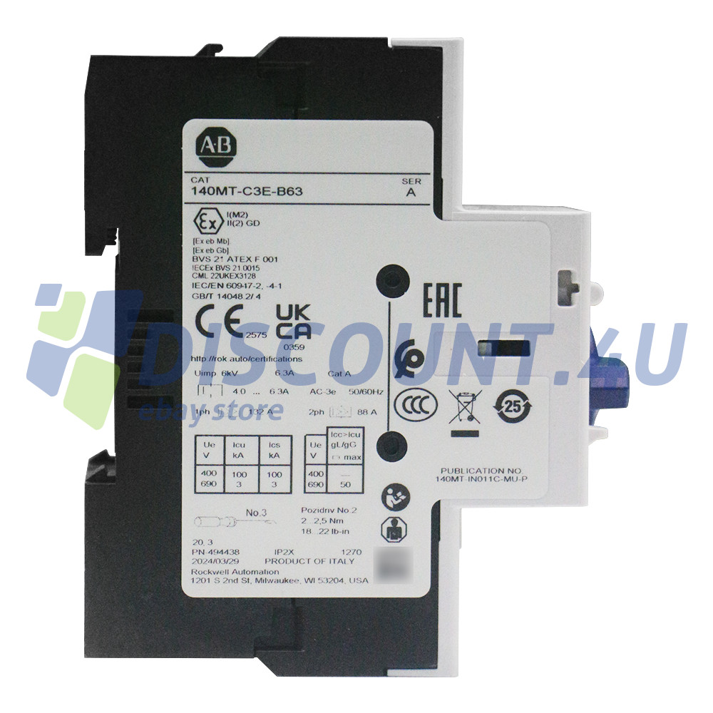 New Factory Allen Bradley 140MT-C3E-B63 Motor Protection Circuit Breaker