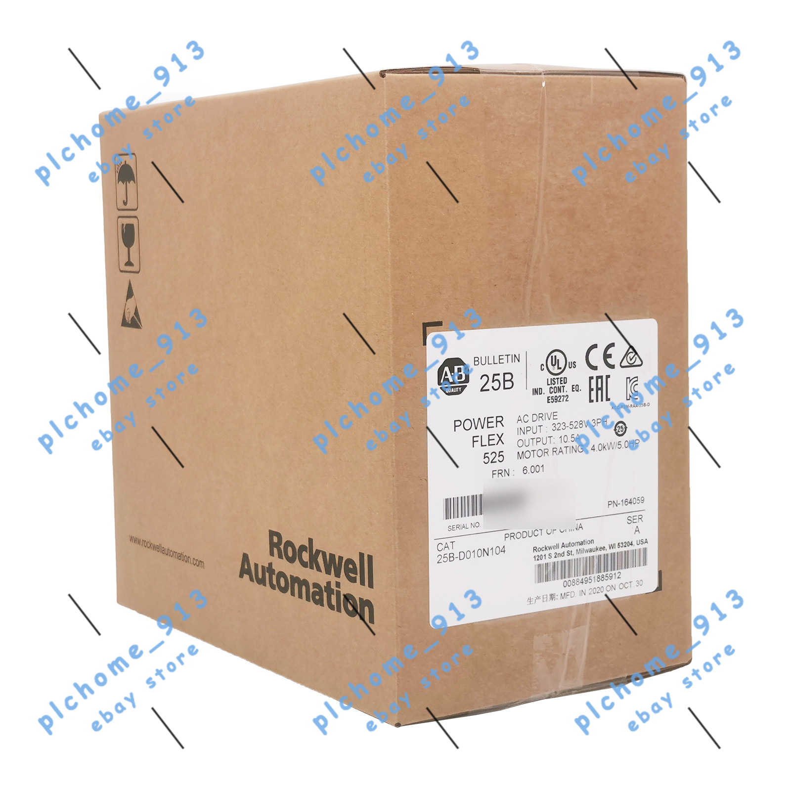 New Sealed Allen-Bradley 25B-D010N104 Powerflex 525 AC Drive 5HP 4.0KW