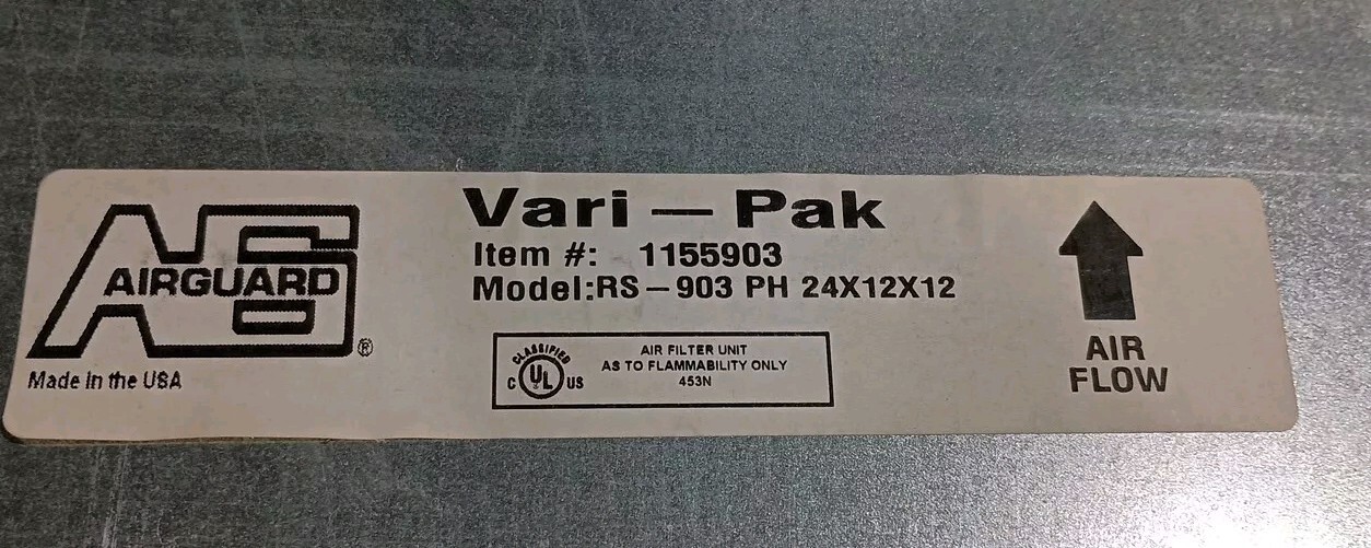 AIRGUARD RS-903 PH 24X24X12-VARI-PAK S BOX STYLE AIR FILTER