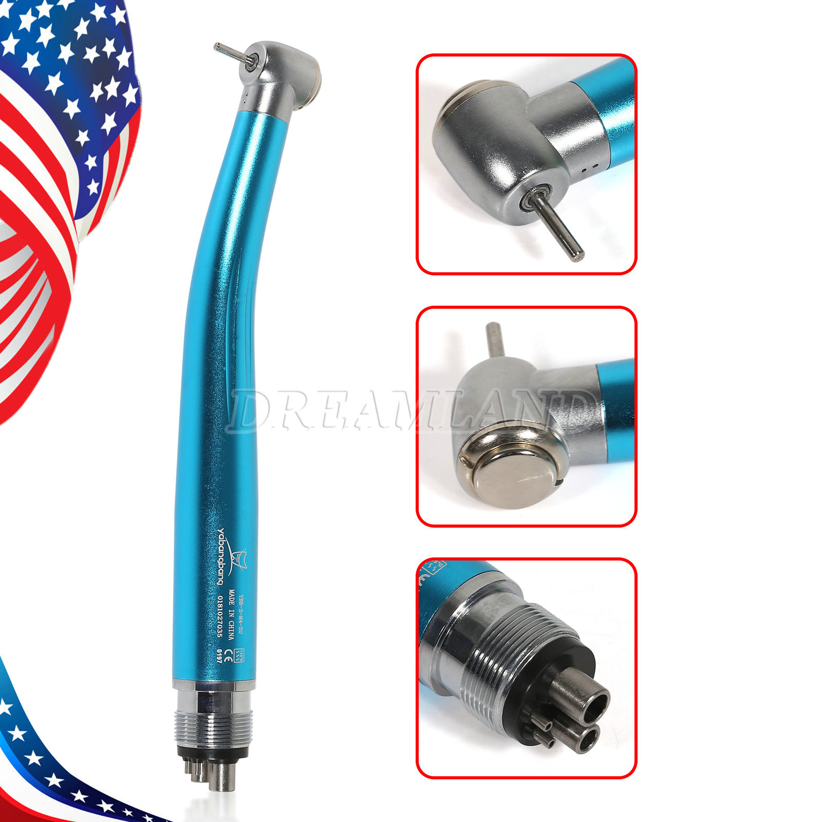 Yabangbang Dental Colorful High Speed Handpiece Push Button Air Turbine 4 Hole