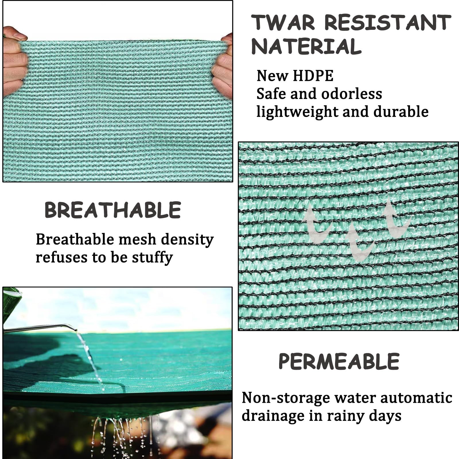 70% Green Shade Cloth with Grommets, 20 FT X 10 FT Heavy Duty HDPE Shade Cove…