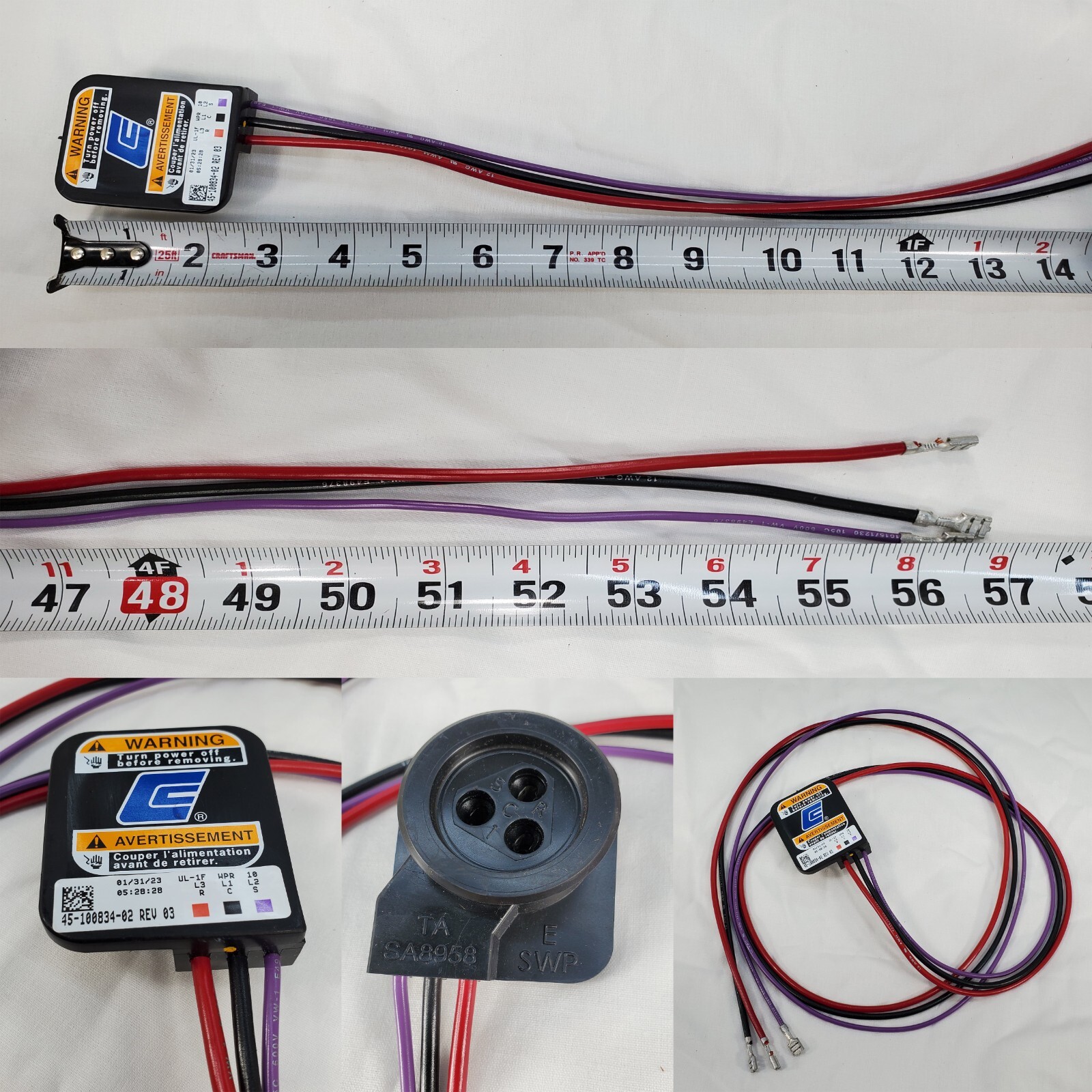 Rheem 45-100834-02 Rev. 3 Latest Copeland Molded Plug Wiring Harness 56 Inch OEM