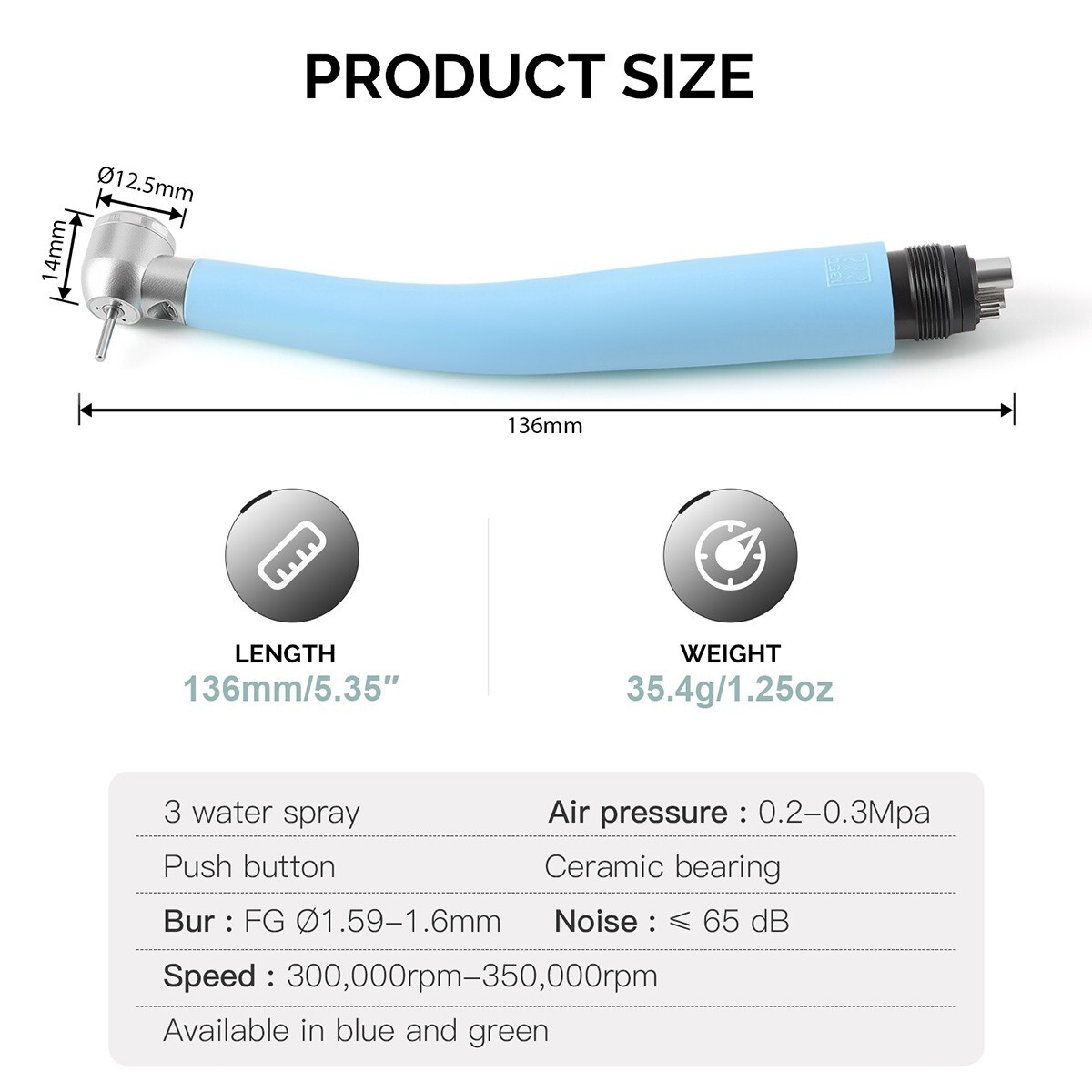 AZDENT Dental E-generator LED High Speed Handpiece Plastic 3 Water Spray 4Hole