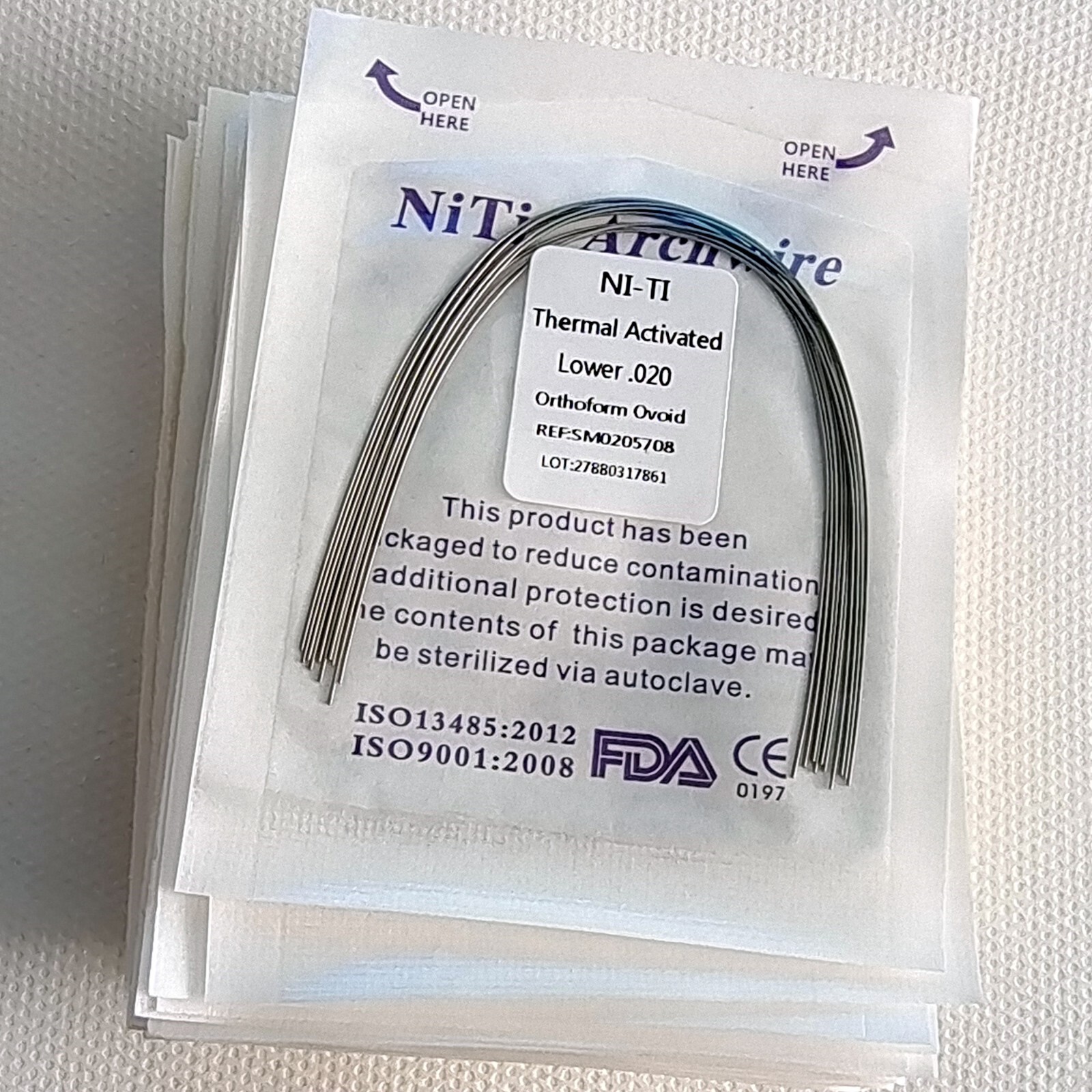 50Pks Dental Ortodoncia Térmica Activada Niti Arco Redondo de Alambre 10 Tamaños