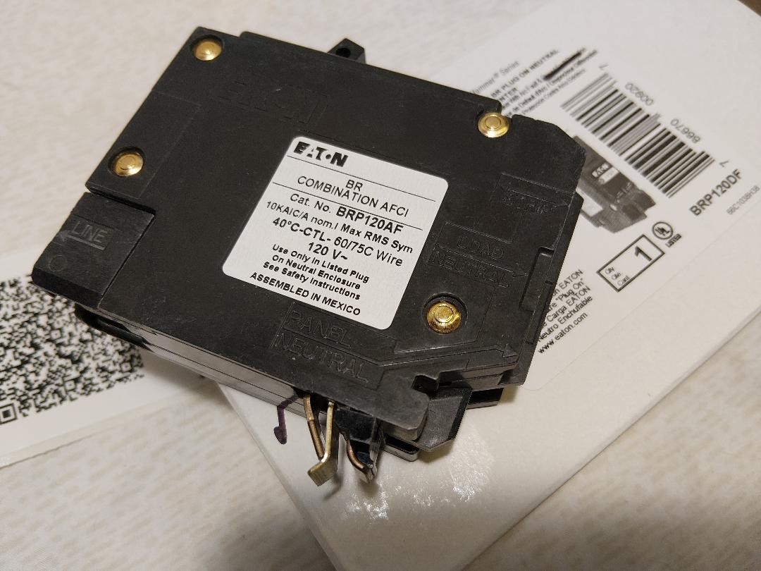 EATON BR SERIES COMBINATION AFCI ARC FAULT 1 POLE 20 AMP BREAKER BRP120AF NEW