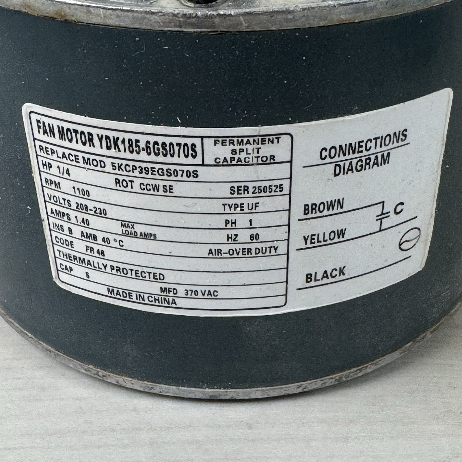 GE Motors 5KCP39EGS070S Condenser Fan Motor 1/4HP 1100RPM 208-230V HC39GE237A
