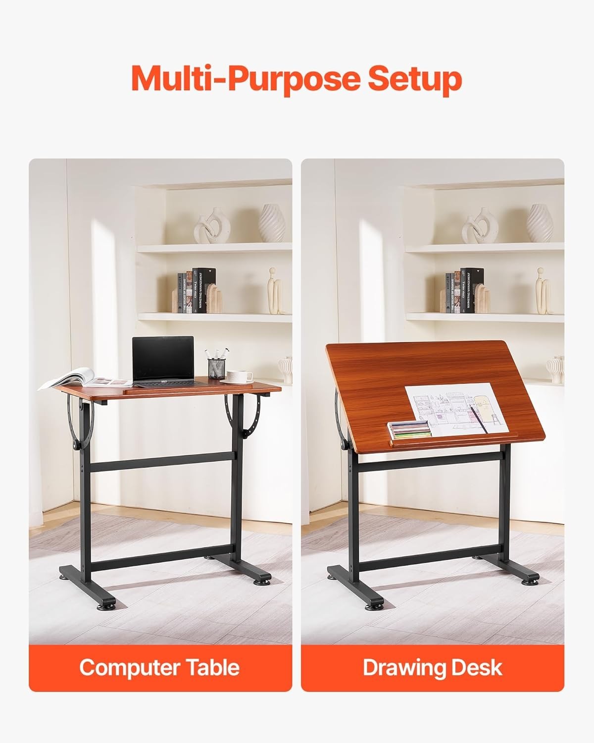 Drafting Table,Adjustable 0°–90° Tilt Drawing Desk,Portable Artist Table…..