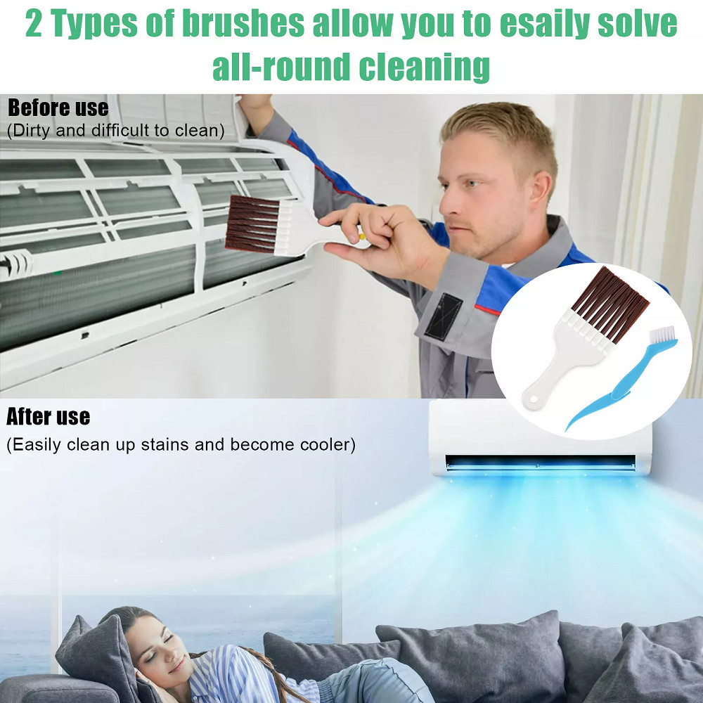 Air Conditioner Fin Cleaner Set Fin Comb Condenser Straightener Cleaning Brush