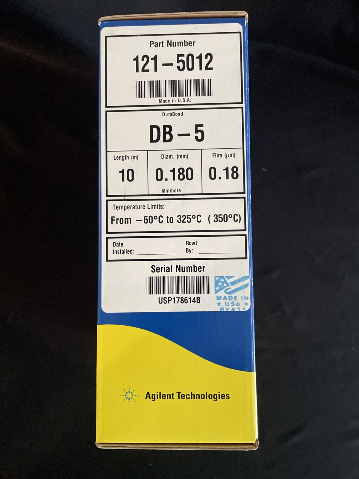 Agilent J&W DB-5 GC Column, 10 m, 0.18 mm, 0.18 µm, 7 inch cage 121-5012