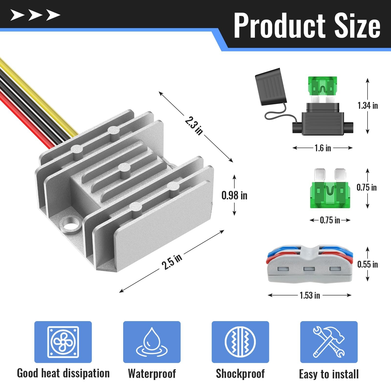 DC 48V 36V to 12V Step Down Converter 10A 120W Waterproof Voltage Regulator