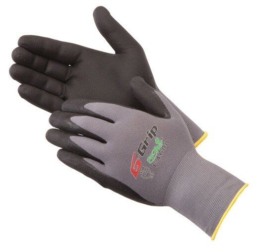 12- F4600 Lightweight Nitrile Micro Foam Palm Grip Coated Protective Work Gloves