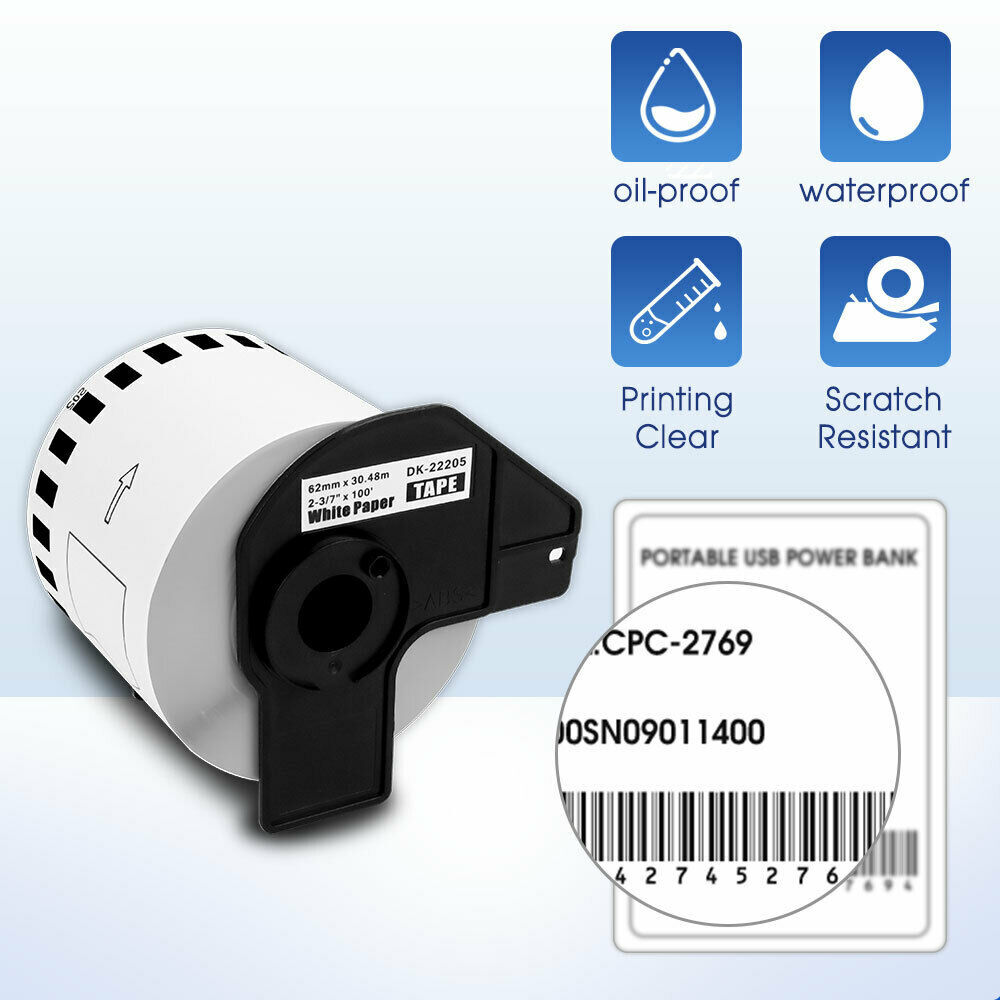 LABELS ROLL FITS BROTHER QL500 QL560 QL570 QL580 QL700 QL720NW QL710W QL1050