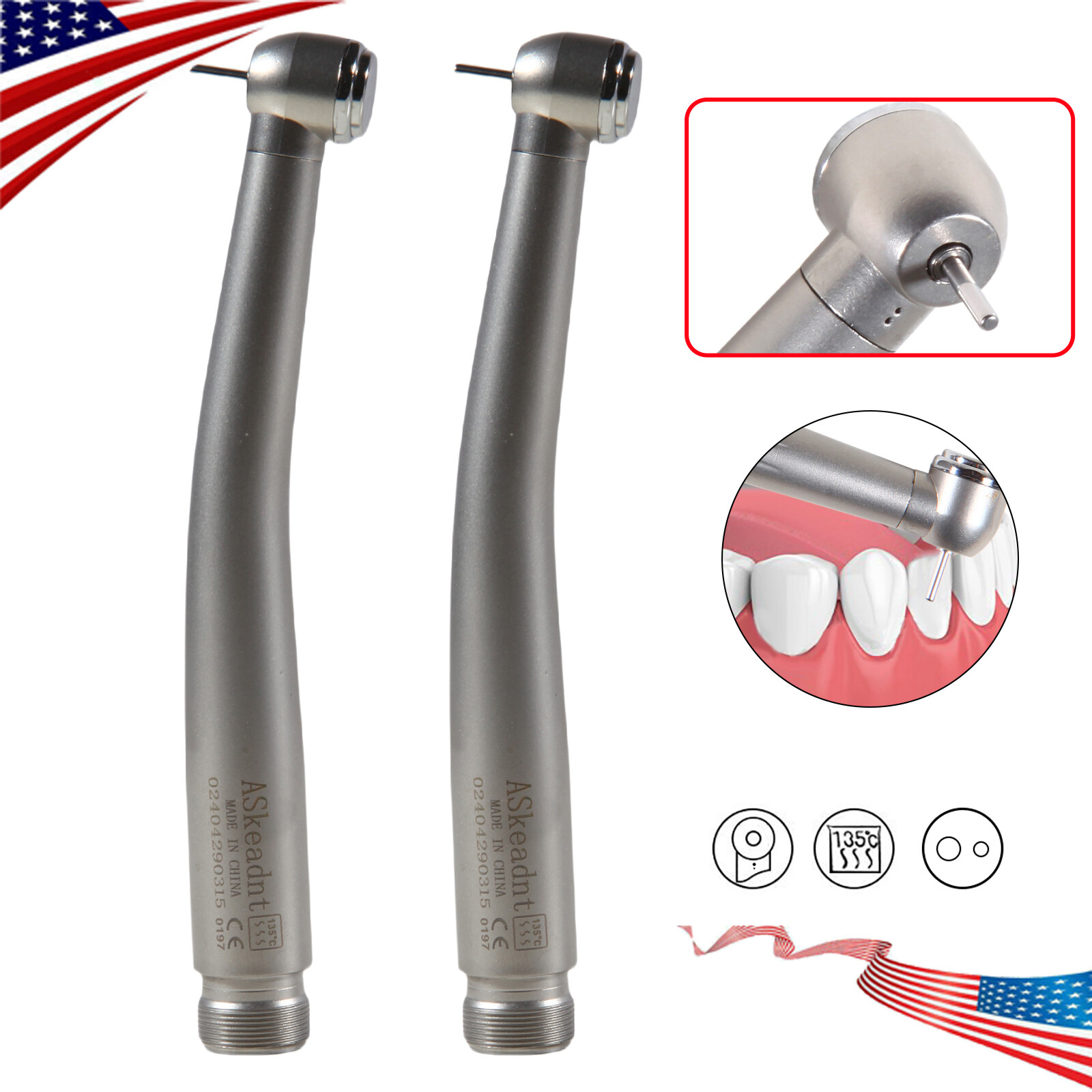 2 PCS Dental High Speed Handpieces 2 Hole Air Turbine Borden NSK Pana Max Style