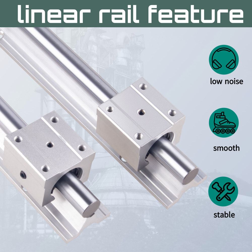 2PCS SBR16 Linear Guide Rail Slide Rail 300-2000mm +4PCS SBR16UU Bearing Block